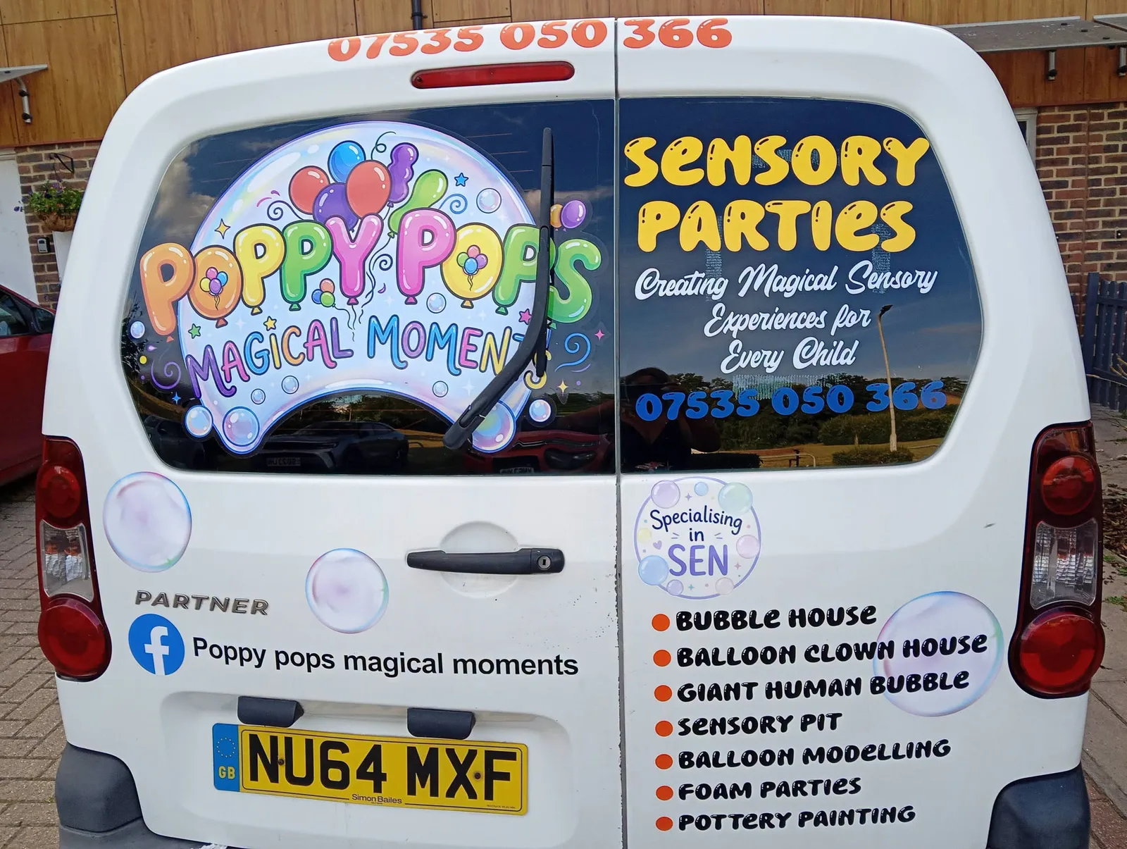 Poppy Pops van showing sensory party services